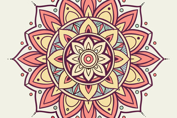 Colorful Mandala Design with Petal Shapes pattern circular
