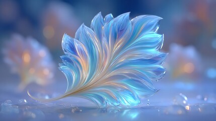 Ethereal Blue Glass Feather: A Digital Masterpiece