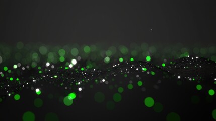 A digital art piece featuring a dark background with green and white circles.
