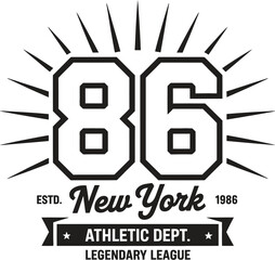 New York, Brooklyn typography, badge for t-shirt print. Varsity style t-shirt graphics — Vector
