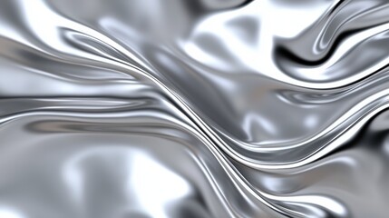 A shiny silver fabric with a flowing texture.