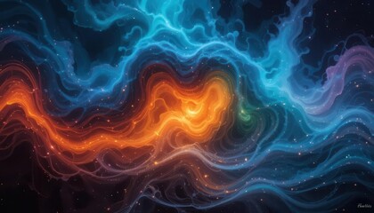 Abstract Colorful Swirling Galaxy With Bright Cosmic Nebula Effects