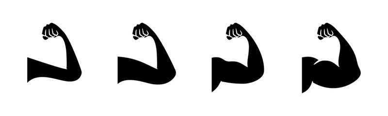 Skinny Arms to Muscular Arms icon set illustration vector. 