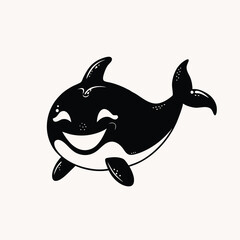 Naklejka premium cute killer whale spray the water. isolated cartoon animal Creative vector Silhouette illustration
