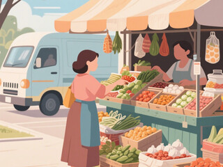 young woman at the market