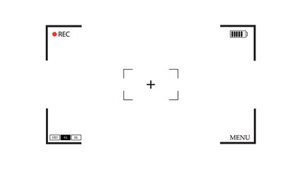 Camera Frame Viewfinder Overlay on Black Background. Vector