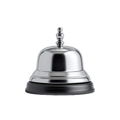 Shiny silver service bell, desk call bell Isolated on transparent background

