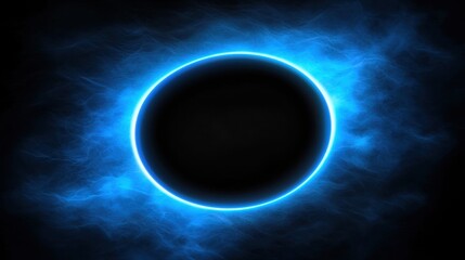 A black circle with a bright blue aura surrounding it.