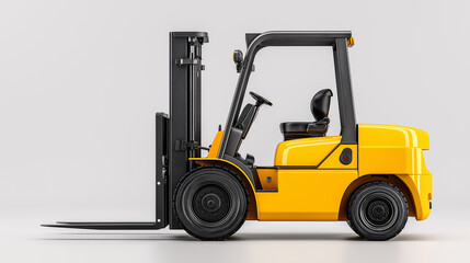 Forklift's Precision: A vibrant yellow forklift, poised with precision, symbolizes the strength and efficiency of industry and logistics. Clean lines and robust build, ready for service and progress.