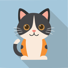 Cute black-footed cat flat vector