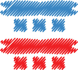 Blue and red scribbled lines pattern vector