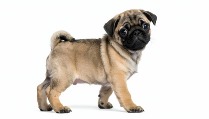 Obraz premium Adorable Pug Puppy with White Background.