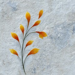 Orange and Yellow Leaves on Gray Textured Background