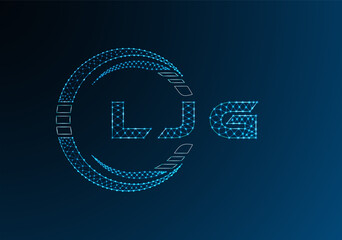 LJG low poly letter logo vector design. LJG lower poly logo design. Low poly logo.