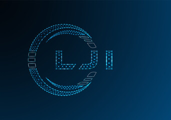 LJI low poly letter logo vector design. LJI lower poly logo design. Low poly logo.