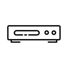 DVD player icon in minimalistic style with black outline  
