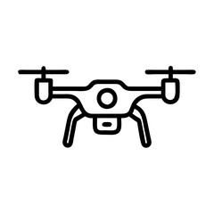 Drone icon illustration in simple black line style  