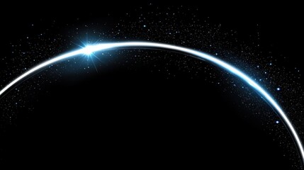 Obraz premium A black background with a white, curved line and a bright light source.