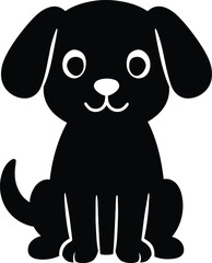 Cute Cartoon Dog Silhouette Vector