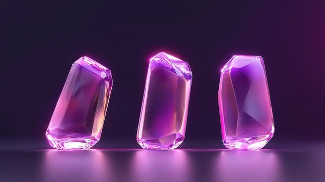 Translucent glass shapes with glowing edges blurred background 3D illustration. Ethereal luminous forms softly illuminated contours a hazy backdrop digital of abstract