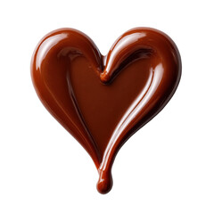 Obraz premium Melted chocolate heart swirl, sweet love dessert symbol on transparent background