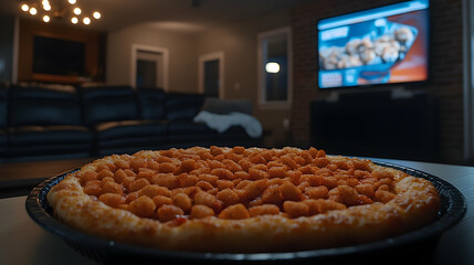 Crispy Topping Pizza in a Home Entertainment Setting