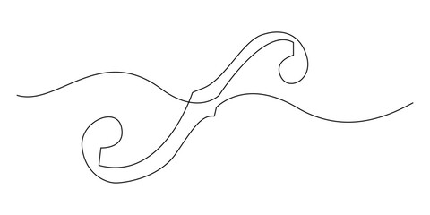 continuous line of violin holes.single line drawing of violin F hole marking.single line vector illustration © vionaembun42