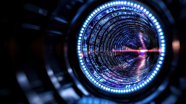 High tech submarine cable system with glowing fiber optic strands illustrating the rapid data transmission and connectivity it provides worldwide. Global network infrastructure