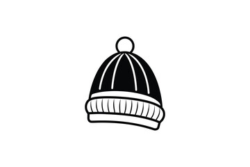 Fototapeta premium Simple Black and White Winter Hat Icon Illustration Isolated