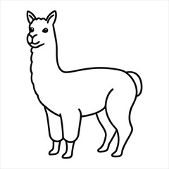 Cute Outline Drawing of a Llama for Coloring or Digital Use
