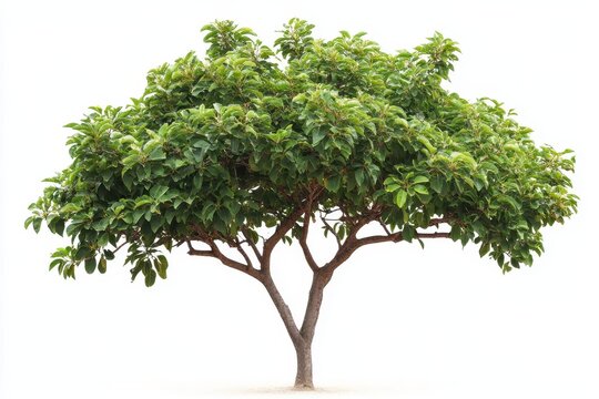 Diagonal view of guava tree isoleted on white background