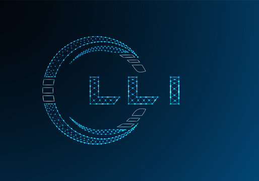 LLI low poly letter logo vector design. LLI lower poly logo design. Low poly logo.