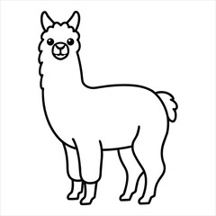 Cute Outline Drawing of a Llama for Coloring or Digital Use
