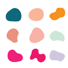 Collection of abstract blob shapes in a pastel color palette.