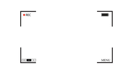 Camera Frame Viewfinder Overlay on Black Background. Vector