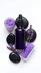 Aromatherapy lavender oil spa treatment for relaxation and wellness beauty product concept