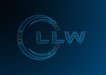 LLW low poly letter logo vector design. LLW lower poly logo design. Low poly logo.