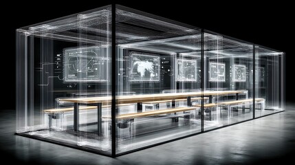 Futuristic, transparent meeting room