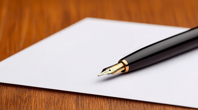 A close up of a business contract laid out on a wooden desk with a pen ready to sign. Essential legal document awaits signature on rustic surface a pen rests nearby prepared for final