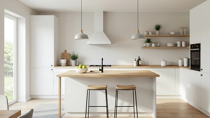 Fototapeta premium Modern Kitchen with Natural Light and Wooden Accents - 2