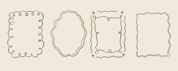 Hand drawn wavy frame border for birthday, wedding , kid invitation design