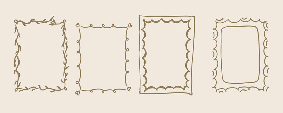 Hand drawn wavy frame border for birthday, wedding , kid invitation design - Powered by Adobe