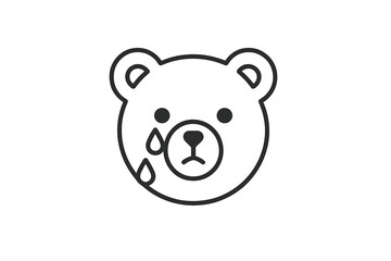 Bear face illustration with a tear, expressing emotion and sadness in a minimalist style