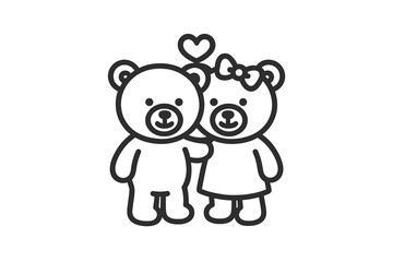 Fototapeta premium Cute cartoon bears embracing each other with a heart above their heads in a simple design suitable for various occasions