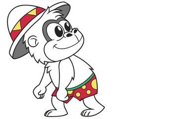 Cheerful gorilla wearing a jersey featuring number one is walking against a white background