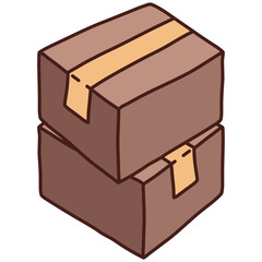 Cute line art vector of cardboard boxes in doodle style. Great for packaging, logistics, or moving themes.