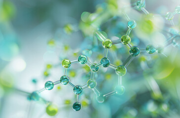 Molecular Structure in Blue and Green Tones