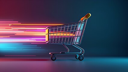 a futuristic image of a shopping cart in motion