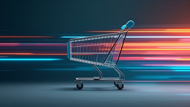 a futuristic image of a shopping cart in motion