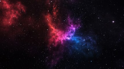 Fototapeta premium A deep space nebula with a vibrant mix of red, pink, blue, and purple hues.